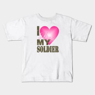 1980s camo camouflage I Love My Soldier Military Family Kids T-Shirt